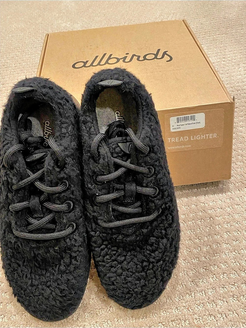 Allbirds Tree Runners Black Sneakers - New, size 7